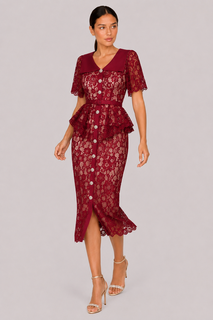 The Delphine: Ivory Guipure Lace Shirtdress — product image 10