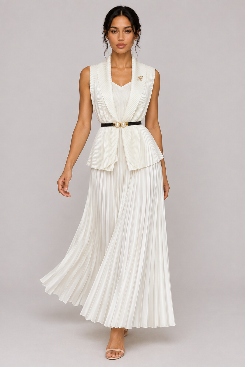 The Anaïs Pleated Belted Skirt Set