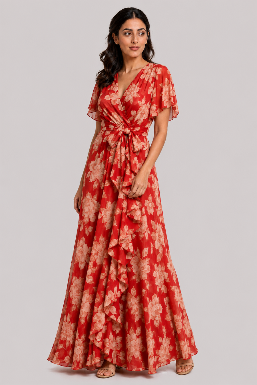 The Rosalind: Asymmetrical Ruffled V-Neck Dress — product image 4