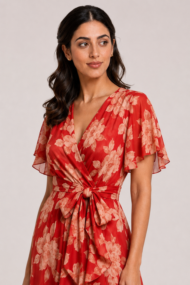 The Rosalind: Asymmetrical Ruffled V-Neck Dress — product image 1