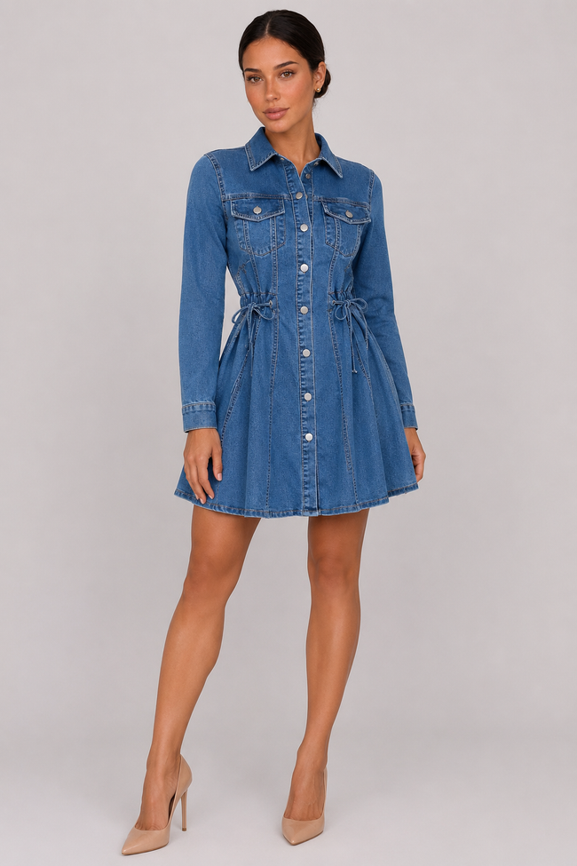 The Harlow: Denim Shirt Mini Dress — product image 1