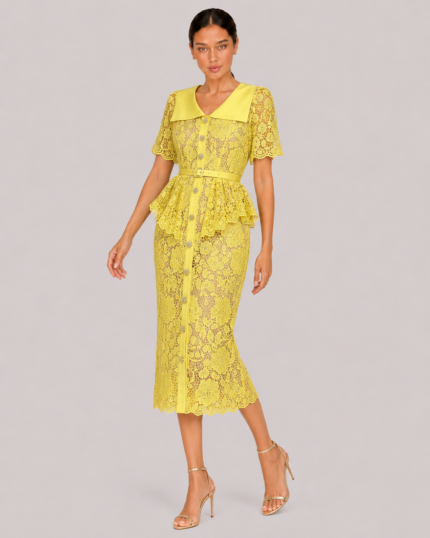 The Delphine: Ivory Guipure Lace Shirtdress — product image 15