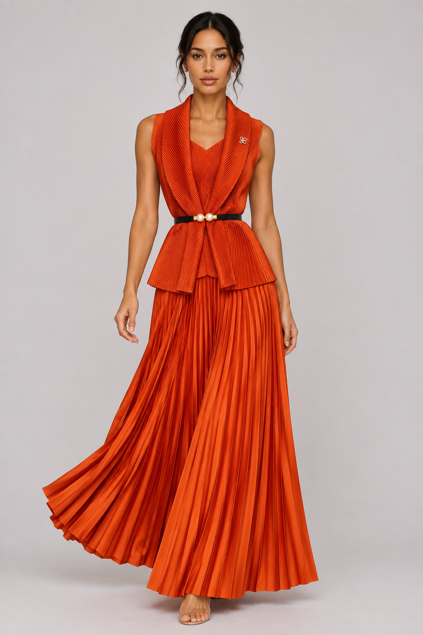 The Anaïs Pleated Belted Skirt Set
