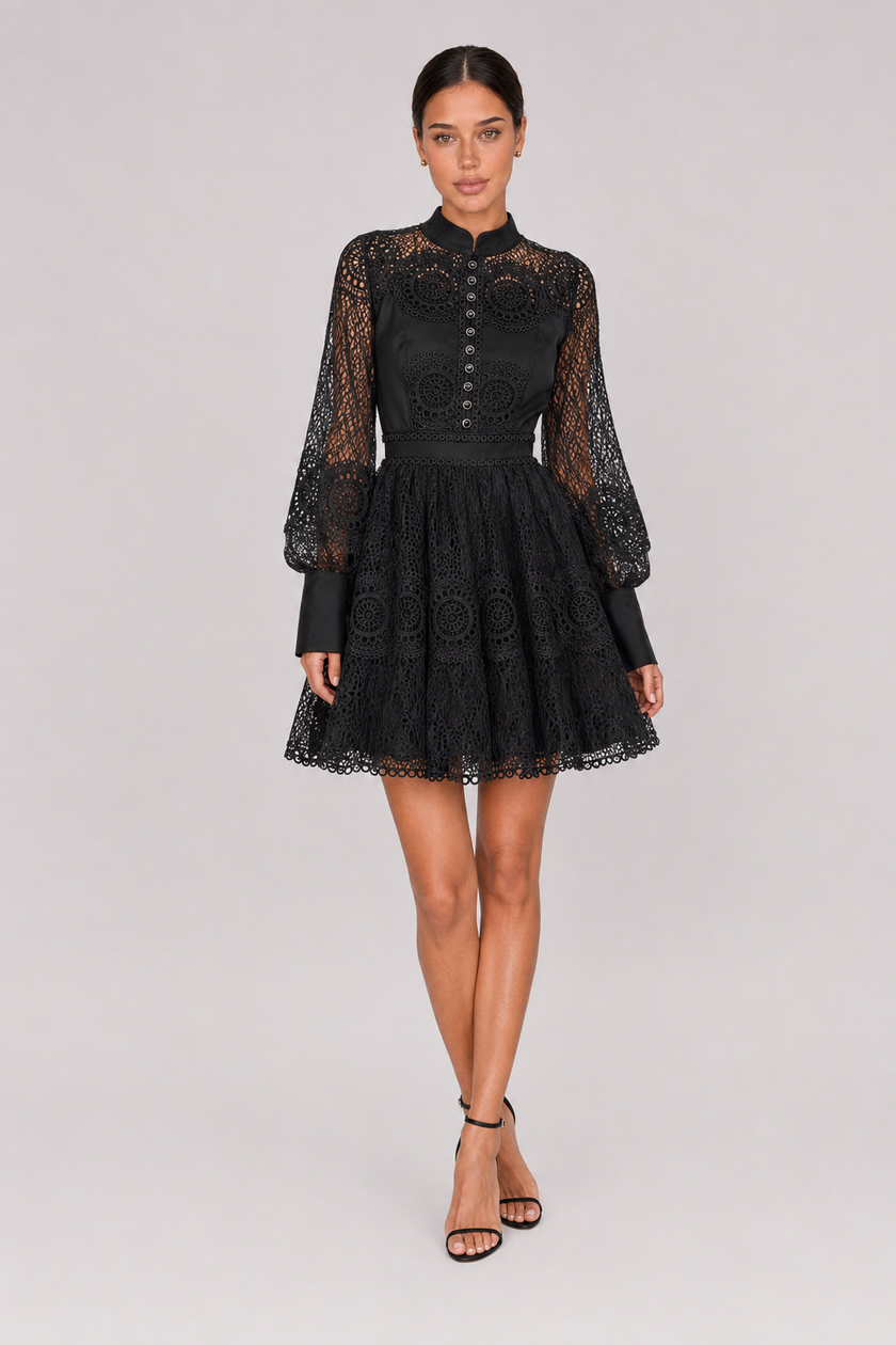 The Priscilla: White Hollow Lace Ruffle Dress — product image 8