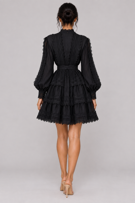 The Delphine: Embroidered Lace A-Line Midi — product image 3