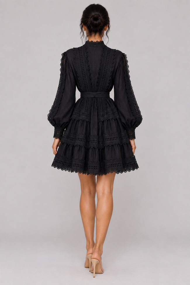 The Delphine: Embroidered Lace A-Line Midi — product image 3