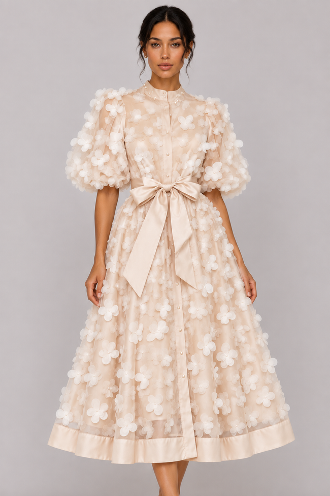 Fleur 3D Floral A-Line Midi Dress — product image 14