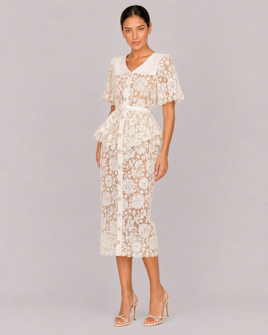 The Delphine: Ivory Guipure Lace Shirtdress — product image 1