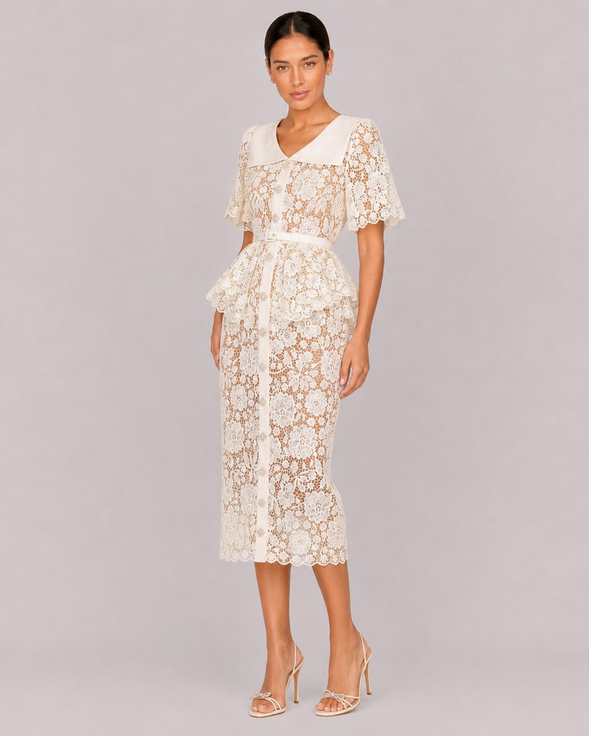 The Delphine: Ivory Guipure Lace Shirtdress — product image 1