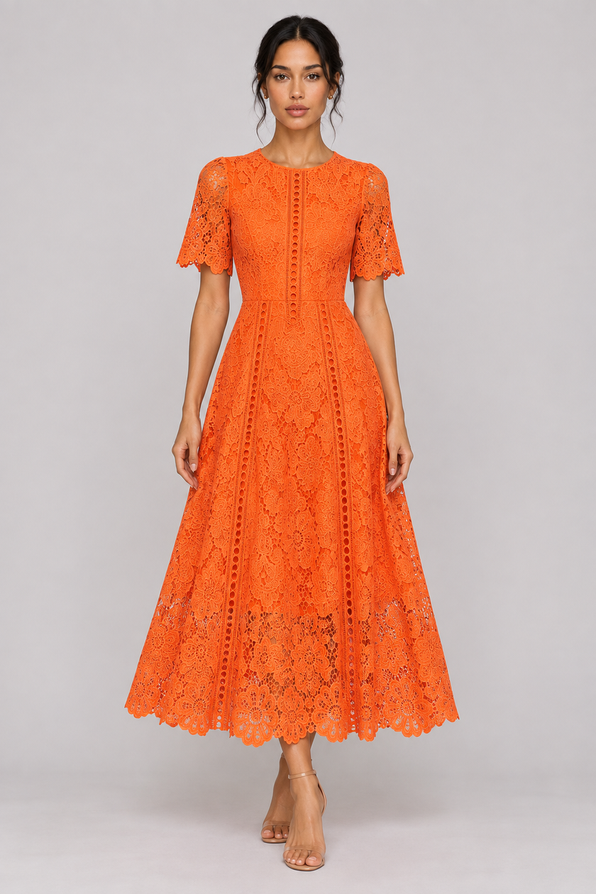 The Vivienne Ruffle Lace A-Line Dress