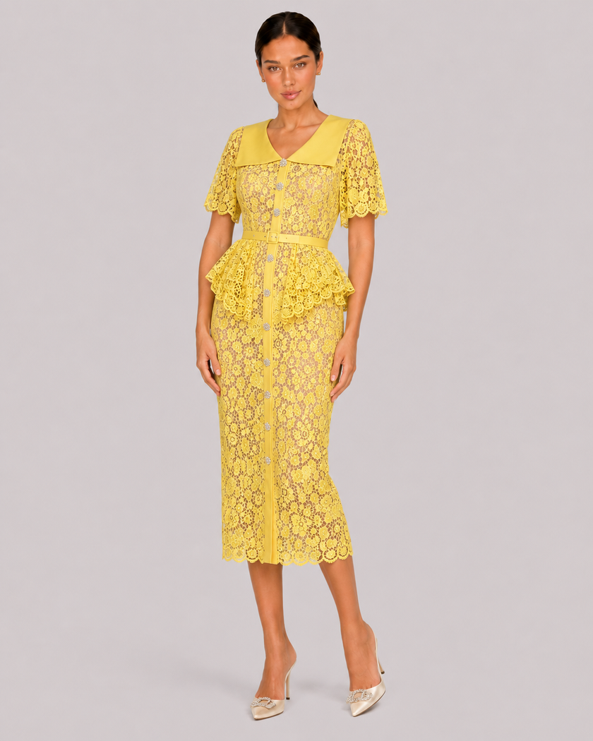 The Delphine: Ivory Guipure Lace Shirtdress — product image 14