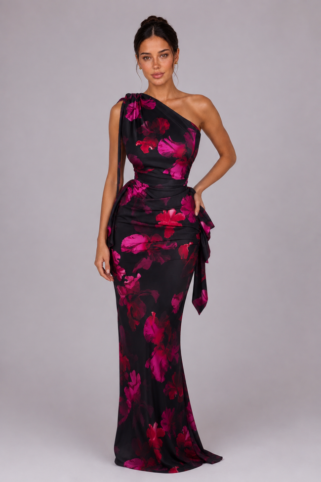 The Fleur: One-Shoulder Floral Lace Dress — product image 2