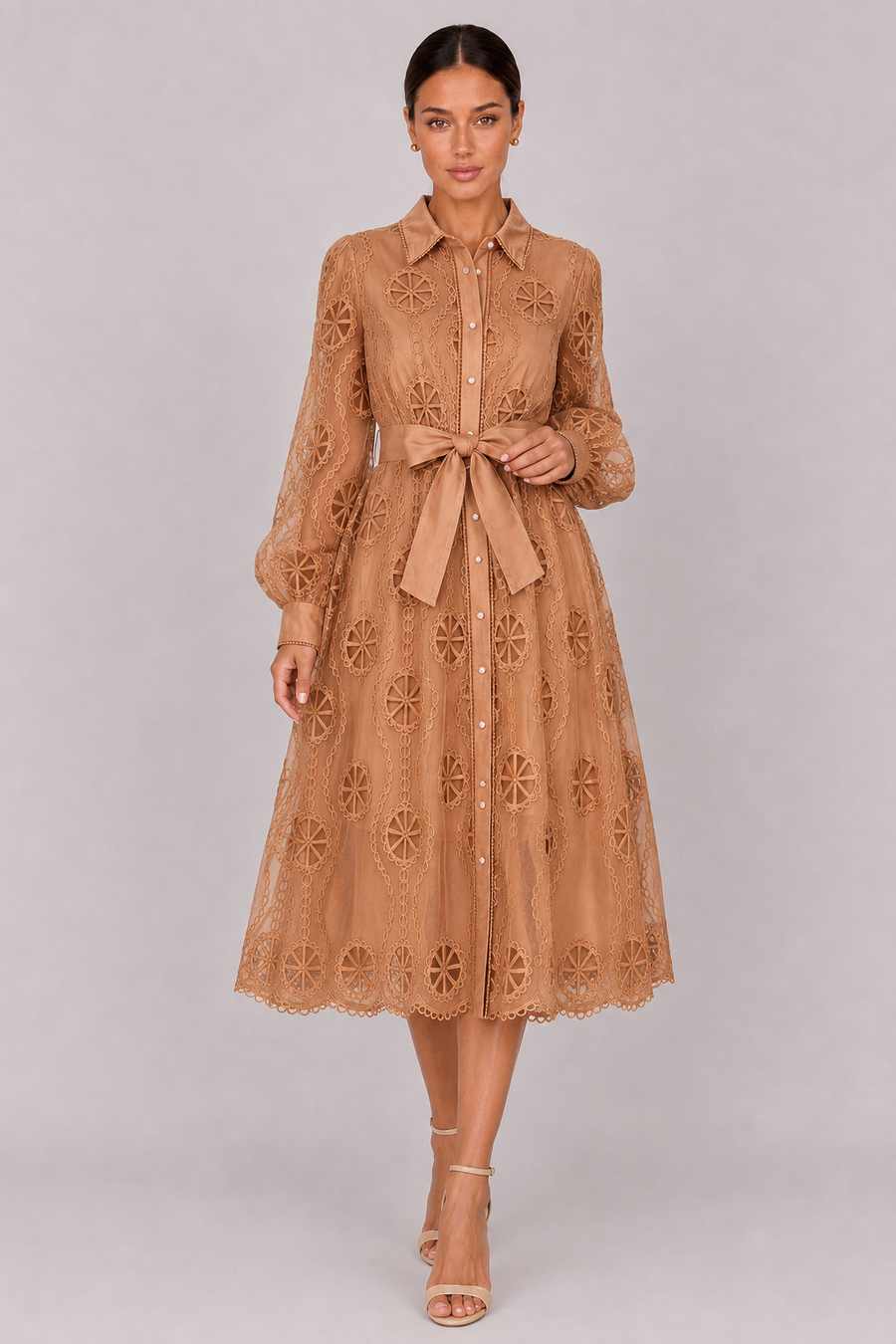 The Marielle: Embroidered Bubble Sleeve Dress — product image 13