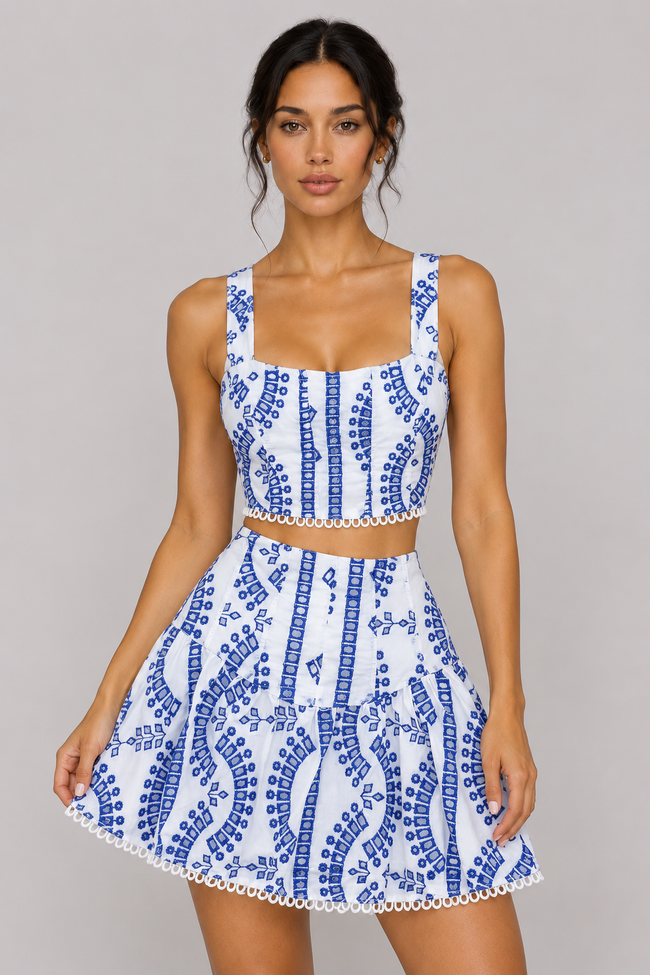 Estelle Embroidered Two-Piece Skirt Set — product image 2