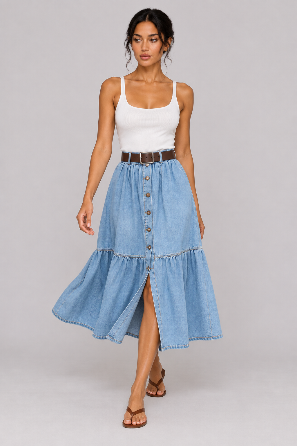 Noémie Denim Ruffle Maxi Skirt — product image 3