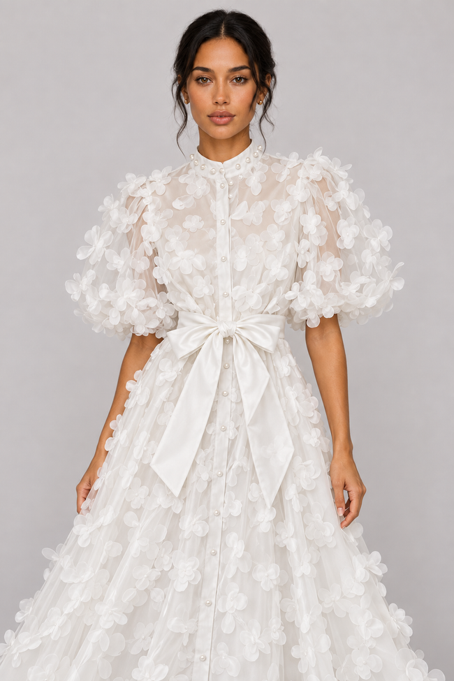 Fleur 3D Floral A-Line Midi Dress — product image 1