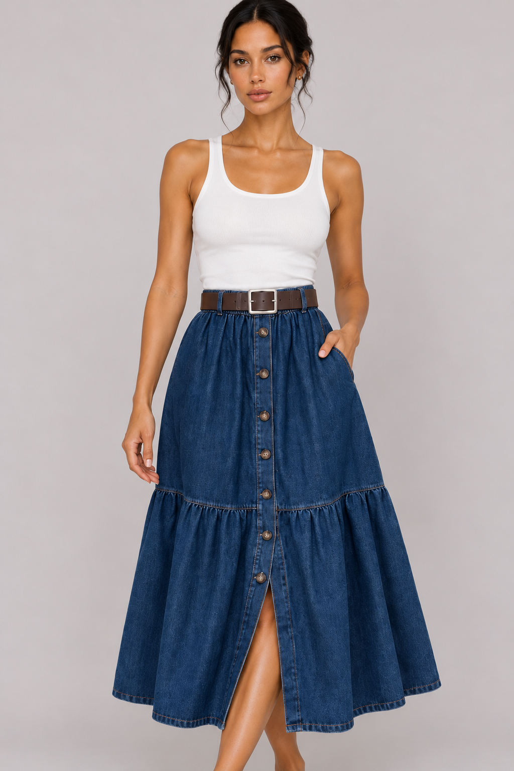 Noémie Denim Ruffle Maxi Skirt — product image 5
