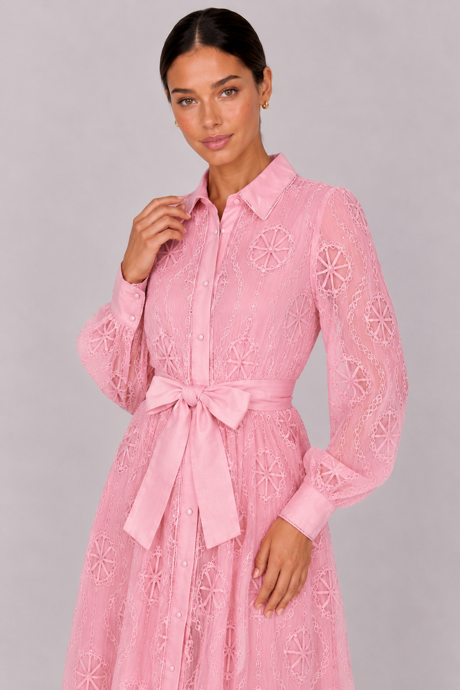 The Marielle: Embroidered Bubble Sleeve Dress — product image 18