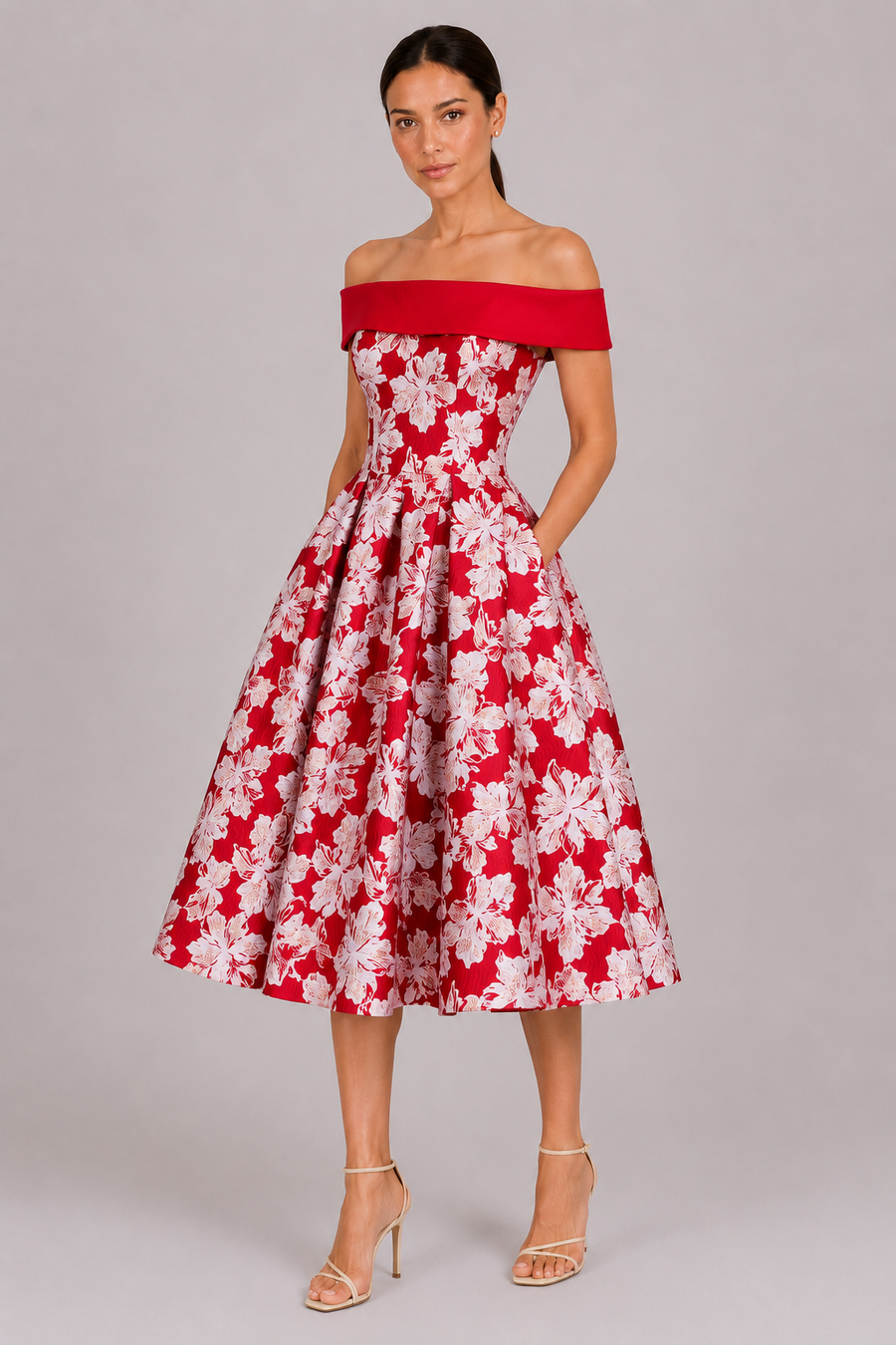 The Solene: Off-Shoulder Floral A-Line — product image 4
