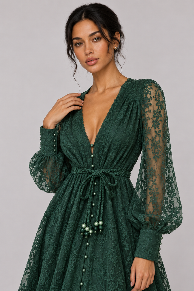 Geneviève Lace-Embroidered V-Neck Maxi Dress — product image 17