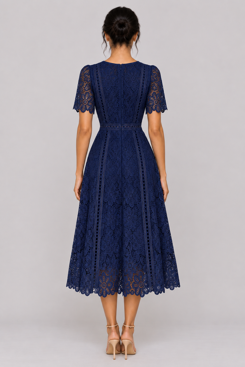 The Vivienne Ruffle Lace A-Line Dress
