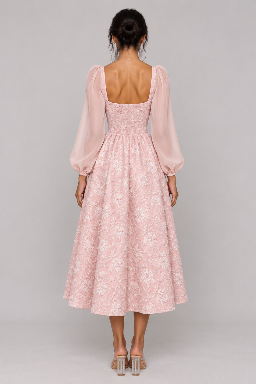 The Céleste Jacquard Square-Neck Dress