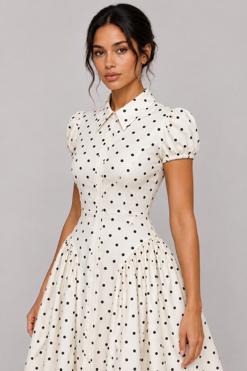 The Margot Polka-Dot Belted Maxi Dress