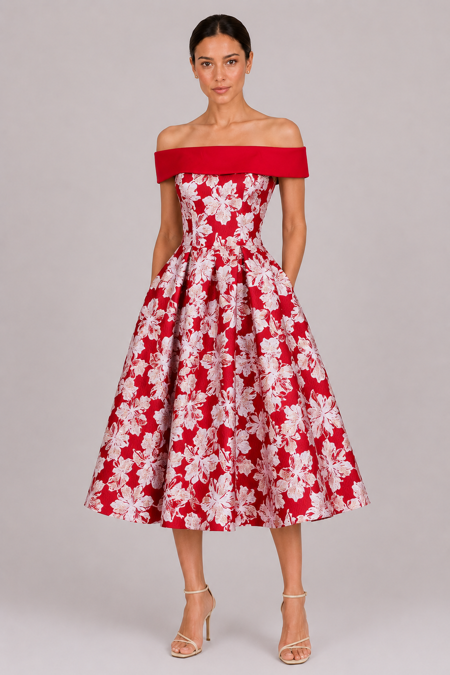 The Solene: Off-Shoulder Floral A-Line — product image 1