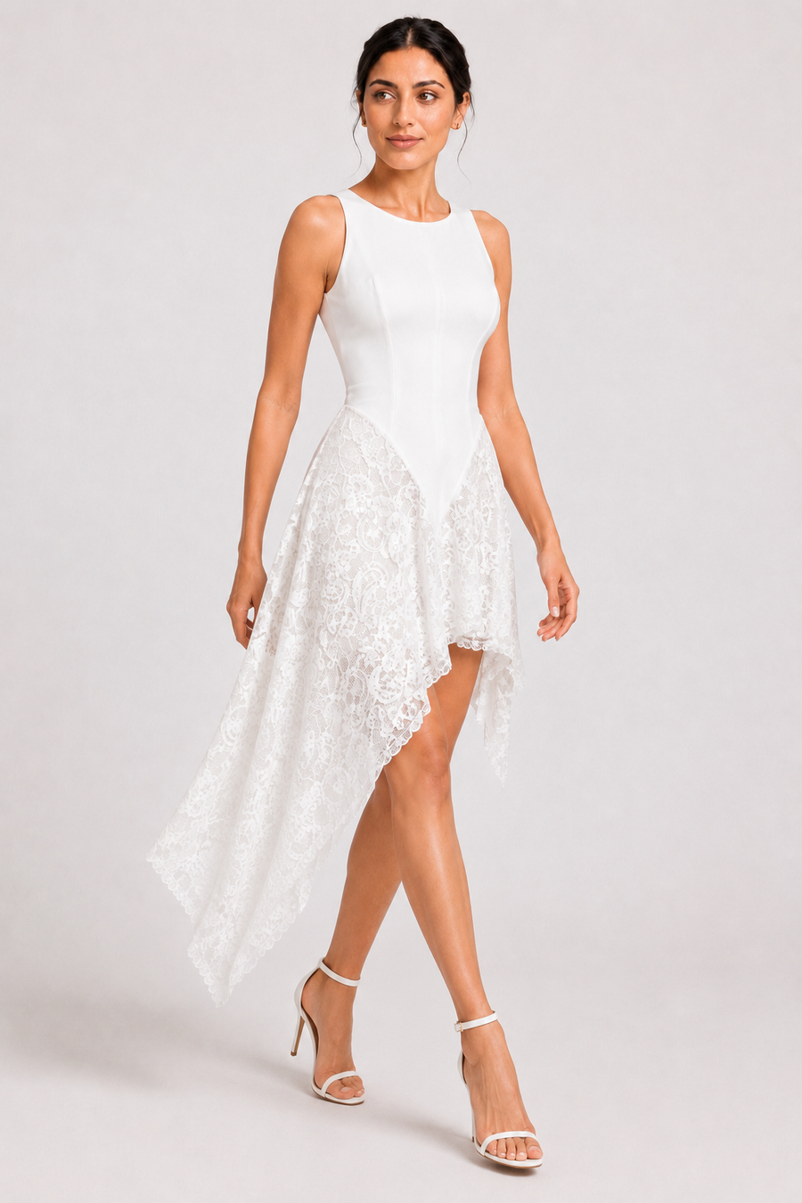 The Noelle: Asymmetric Lace Slip Dress — product image 4