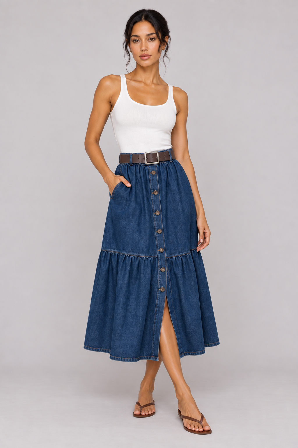 Noémie Denim Ruffle Maxi Skirt — product image 8