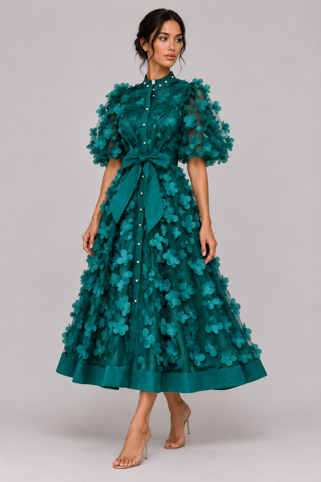 Fleur 3D Floral A-Line Midi Dress — product image 9