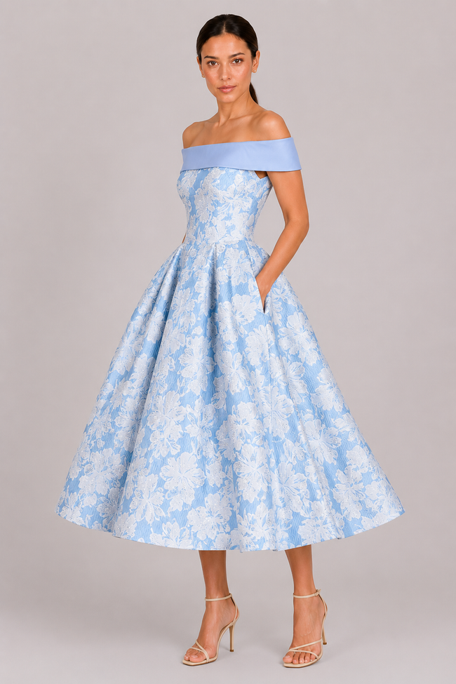The Solene: Off-Shoulder Floral A-Line — product image 12