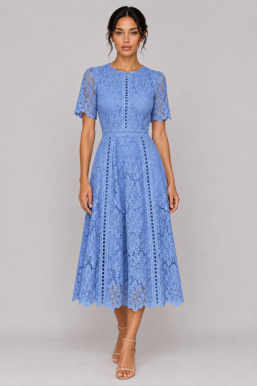 The Vivienne Ruffle Lace A-Line Dress