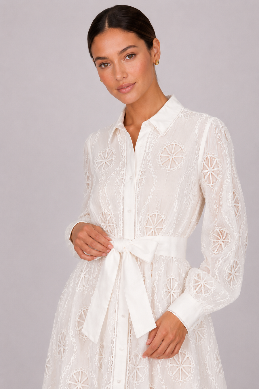 The Marielle: Embroidered Bubble Sleeve Dress — product image 1