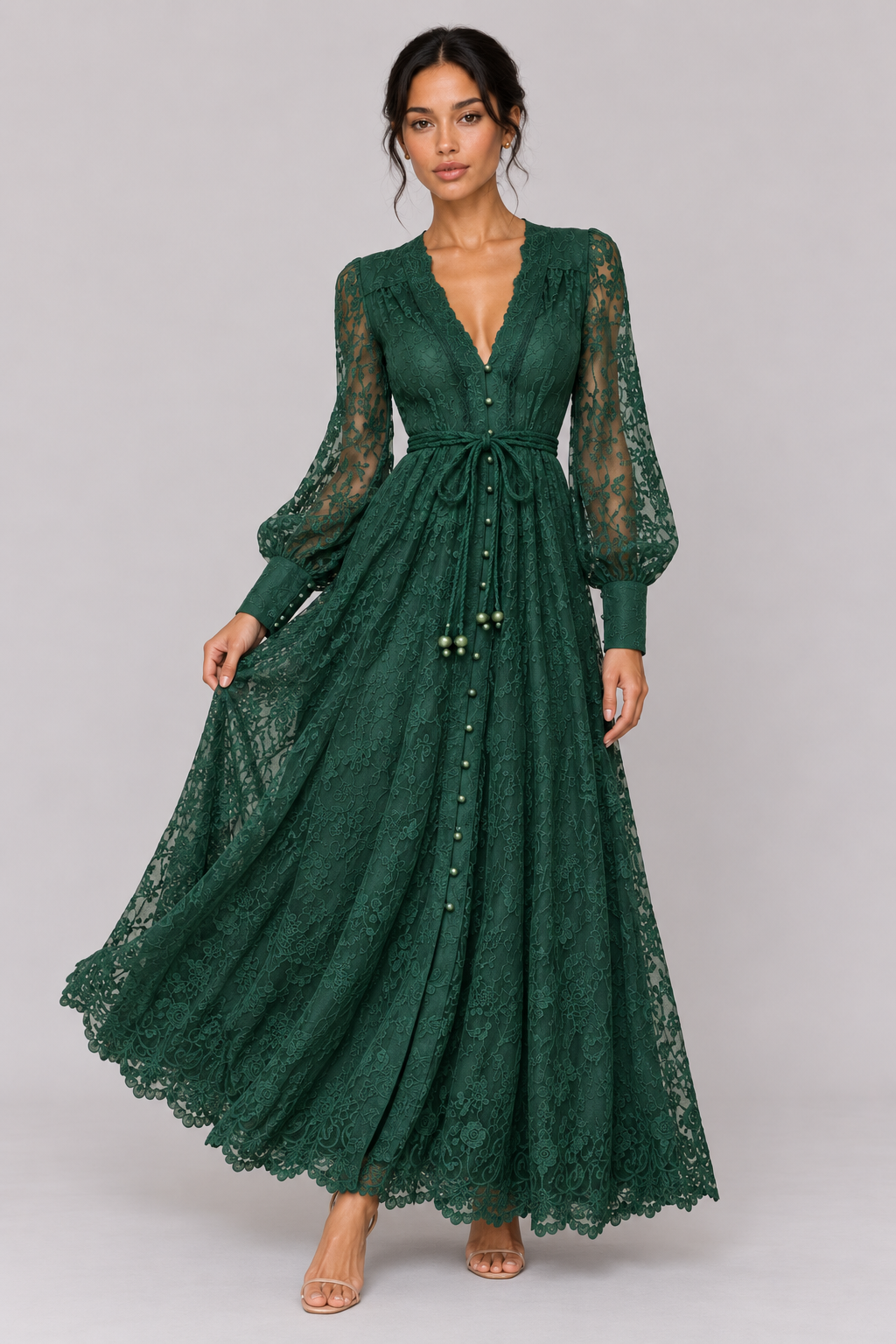 Geneviève Lace-Embroidered V-Neck Maxi Dress — product image 18