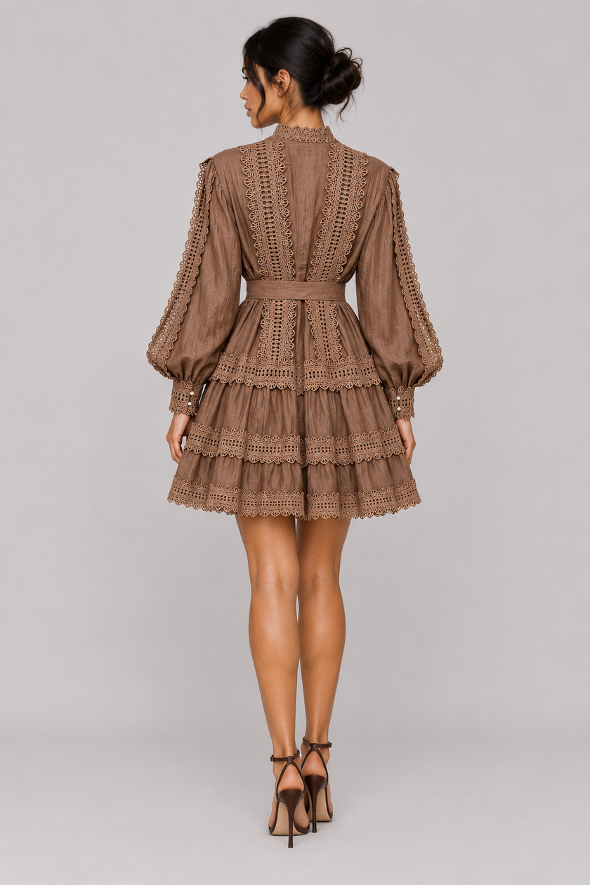 The Delphine: Embroidered Lace A-Line Midi — product image 6