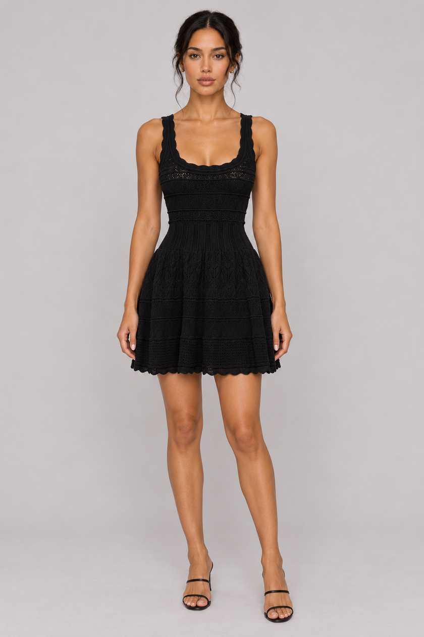 The Colette: Openwork Knit Halter Midi — product image 10