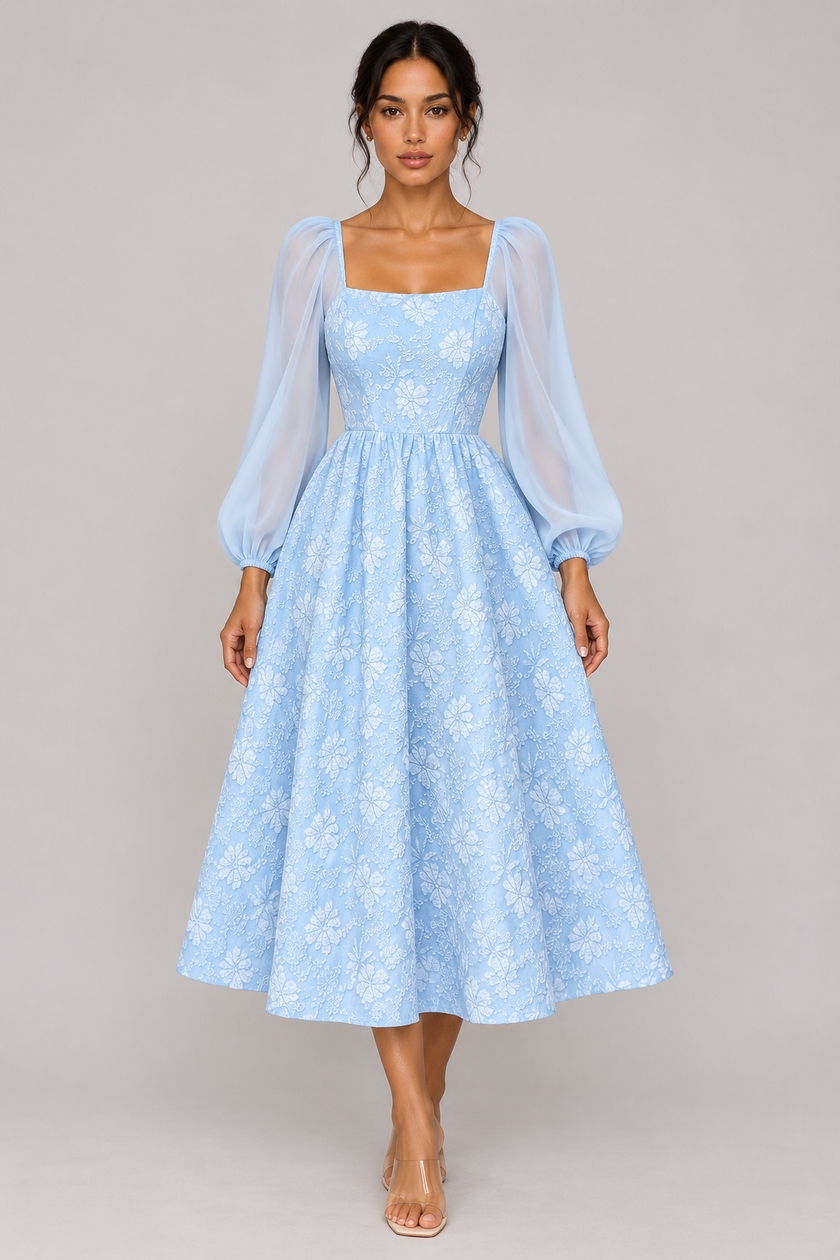 The Céleste Jacquard Square-Neck Dress