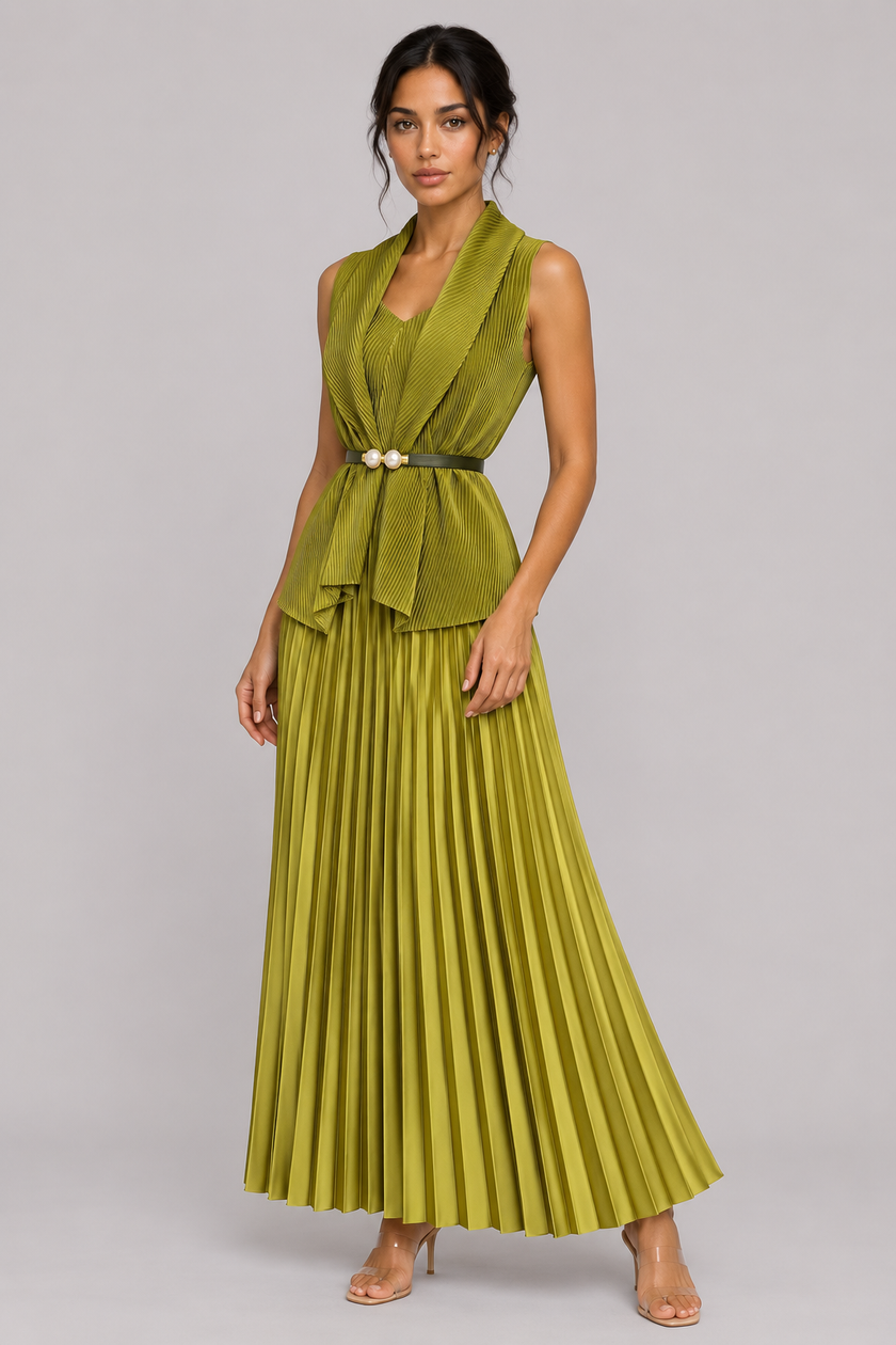 The Anaïs Pleated Belted Skirt Set
