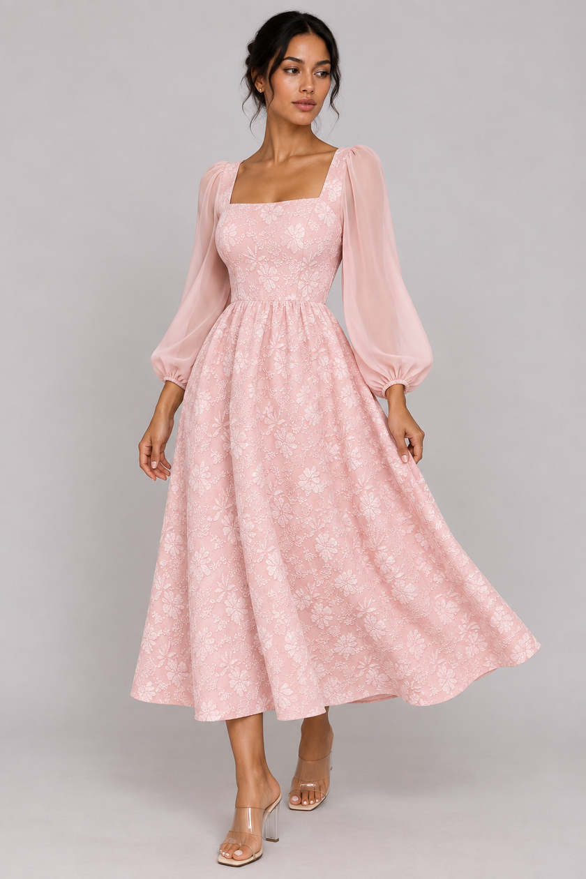 The Céleste Jacquard Square-Neck Dress
