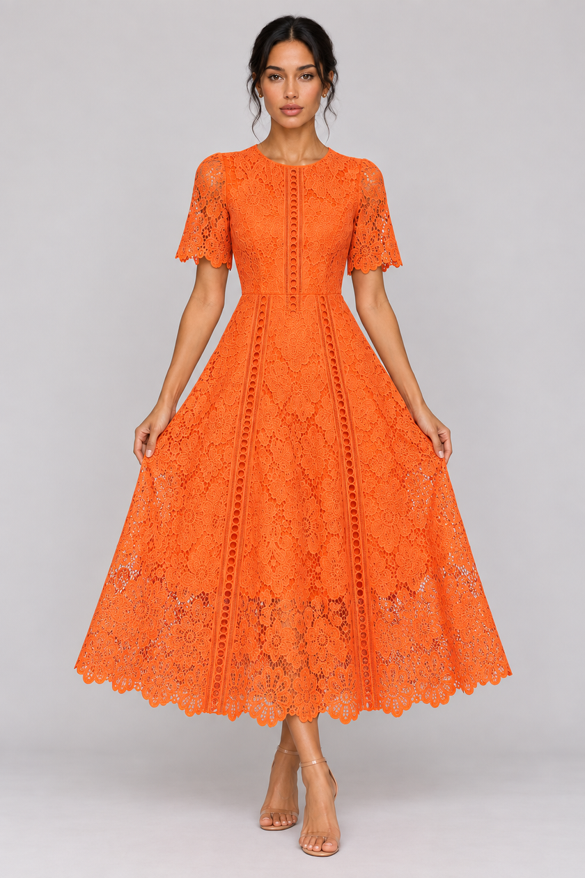 The Vivienne Ruffle Lace A-Line Dress