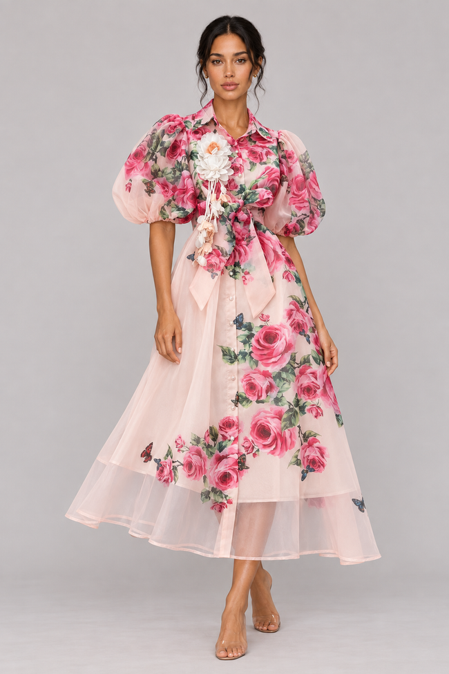Celina Floral Lace-Up Midi Dress — product image 2