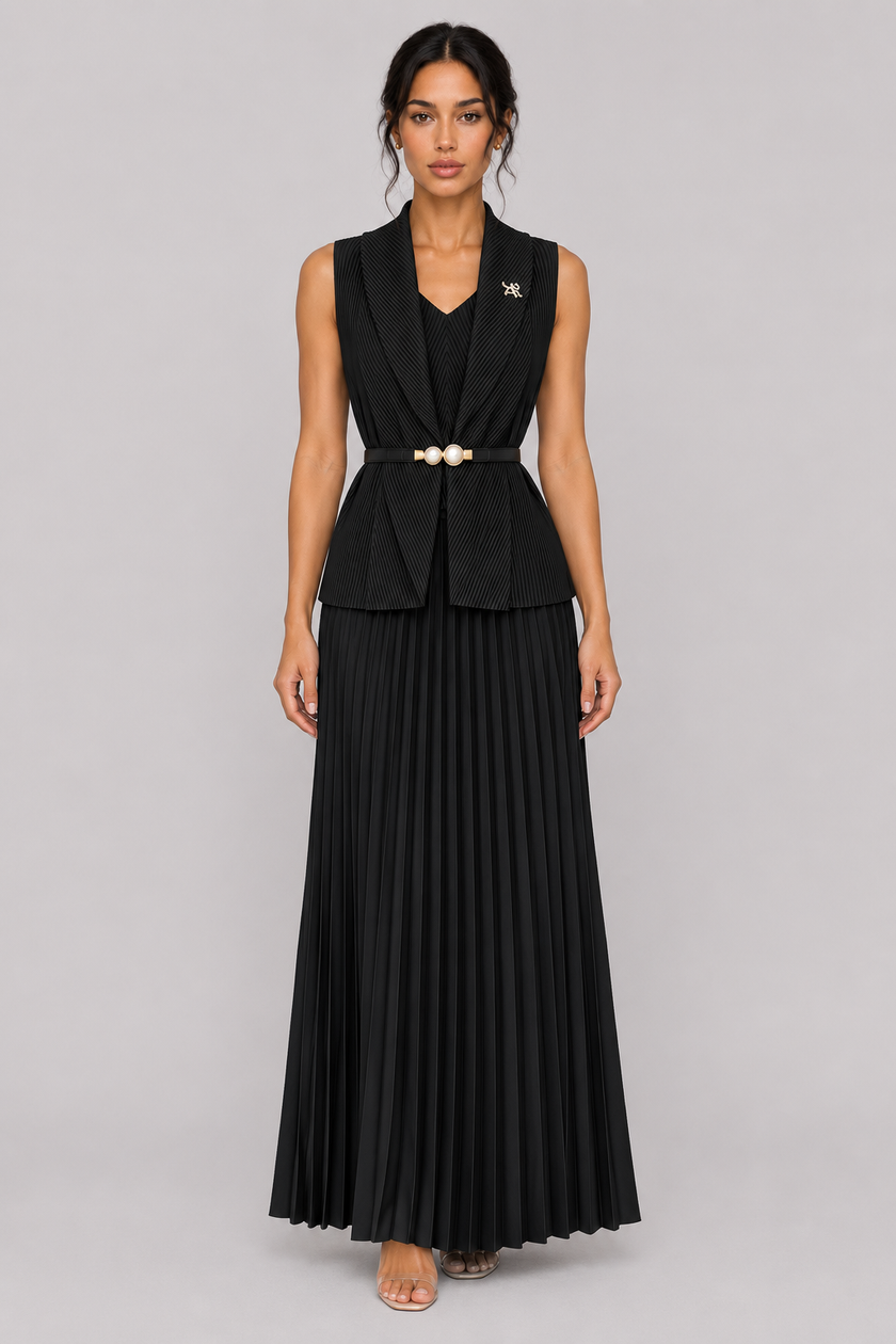 The Anaïs Pleated Belted Skirt Set