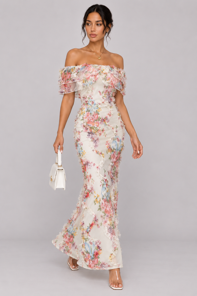 The Camille: Ruffled Off-Shoulder Floral Maxi — product image 2
