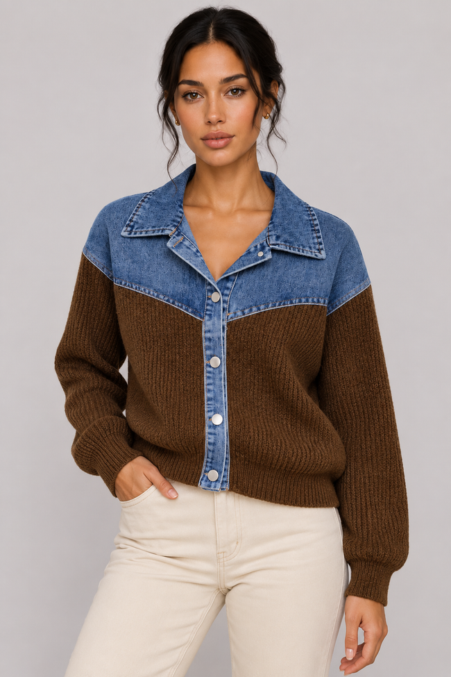 Sabine Denim-Patch Knit Cardigan — product image 6