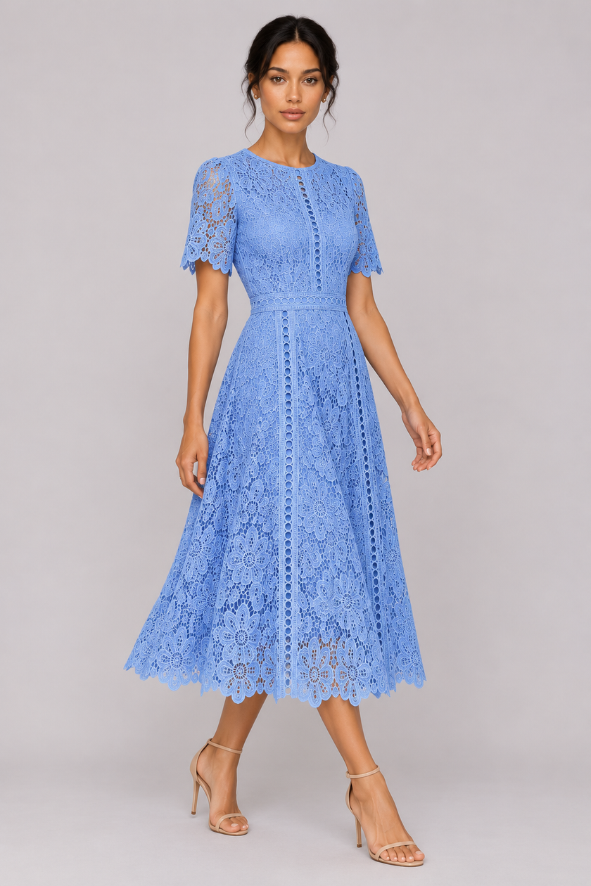The Vivienne Ruffle Lace A-Line Dress