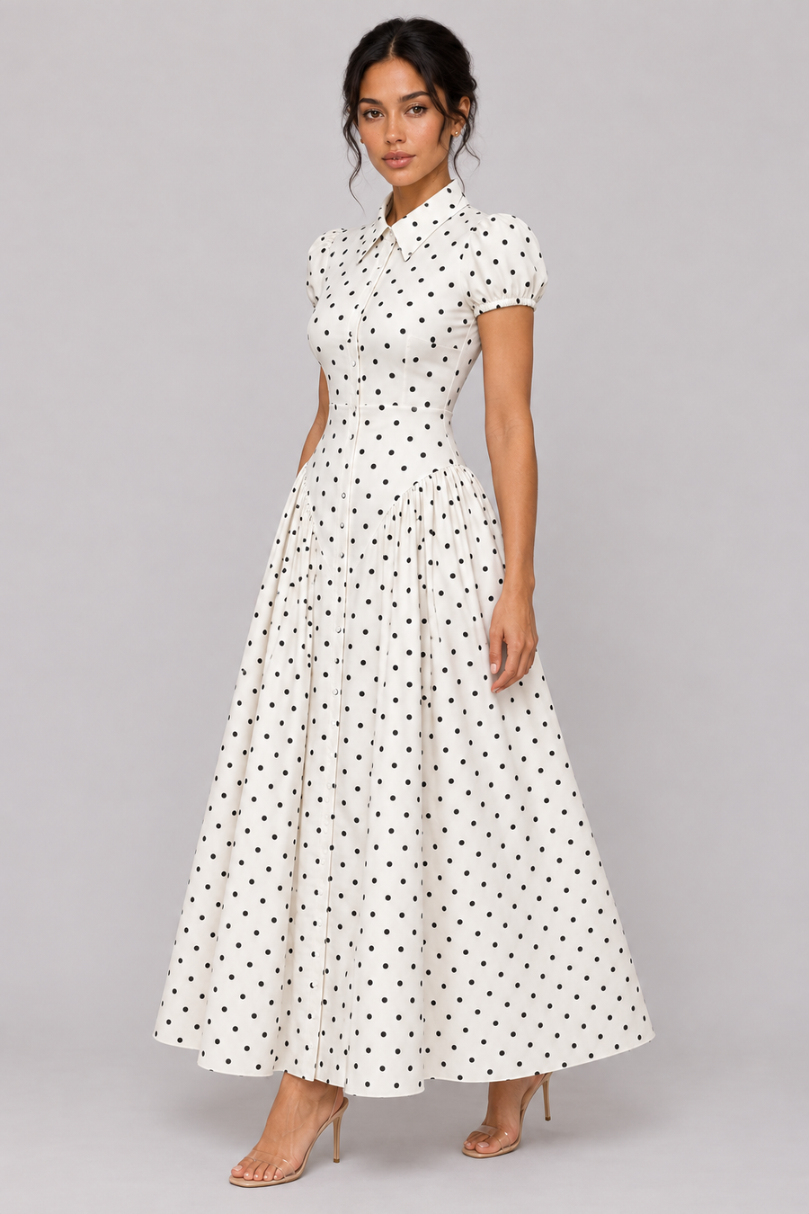 The Margot Polka-Dot Belted Maxi Dress