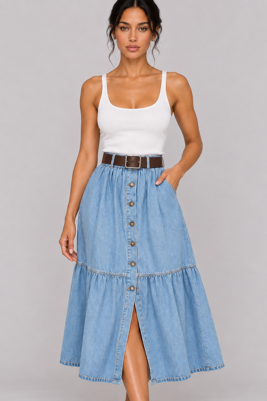 Noémie Denim Ruffle Maxi Skirt — product image 4