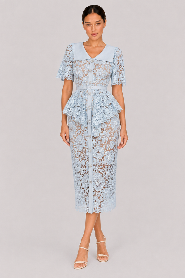 The Delphine: Ivory Guipure Lace Shirtdress — product image 8