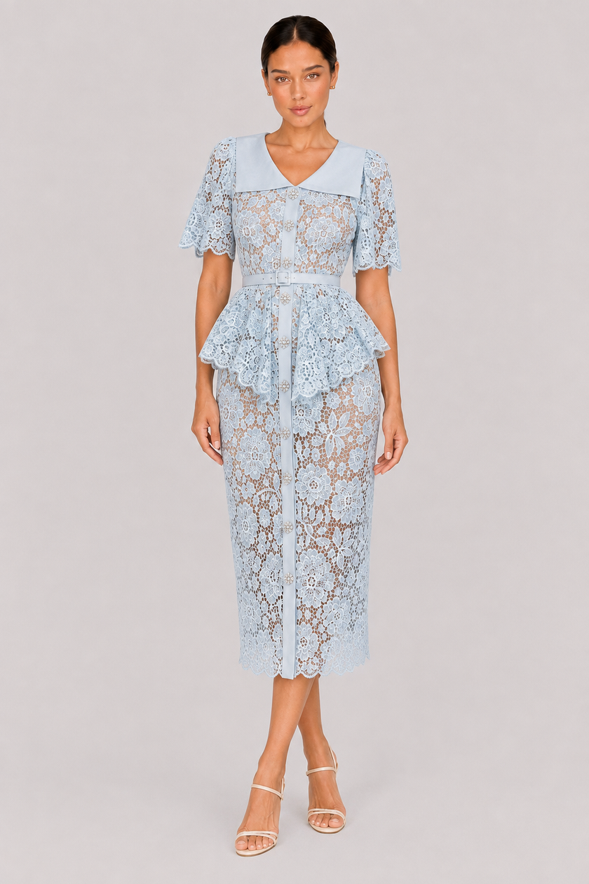 The Delphine: Ivory Guipure Lace Shirtdress — product image 8